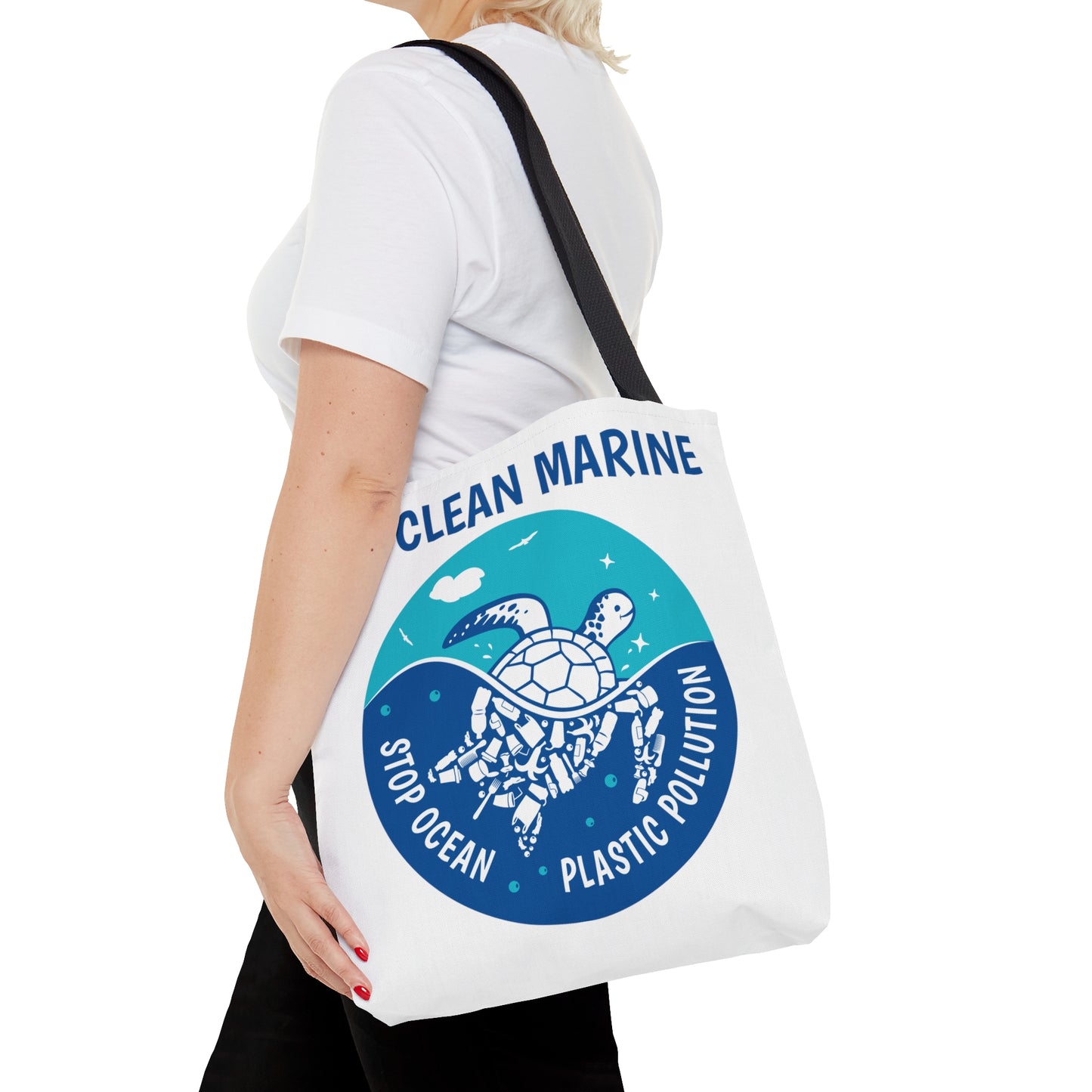 Stop Ocean Plastic Turtle Tote Bag