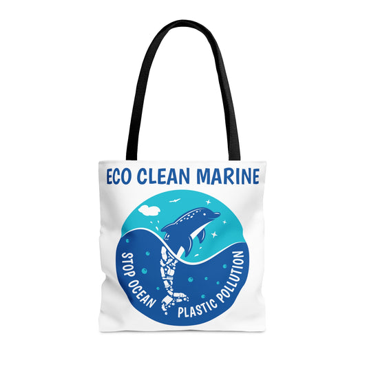 Stop Ocean Plastic Dolphin Tote Bag