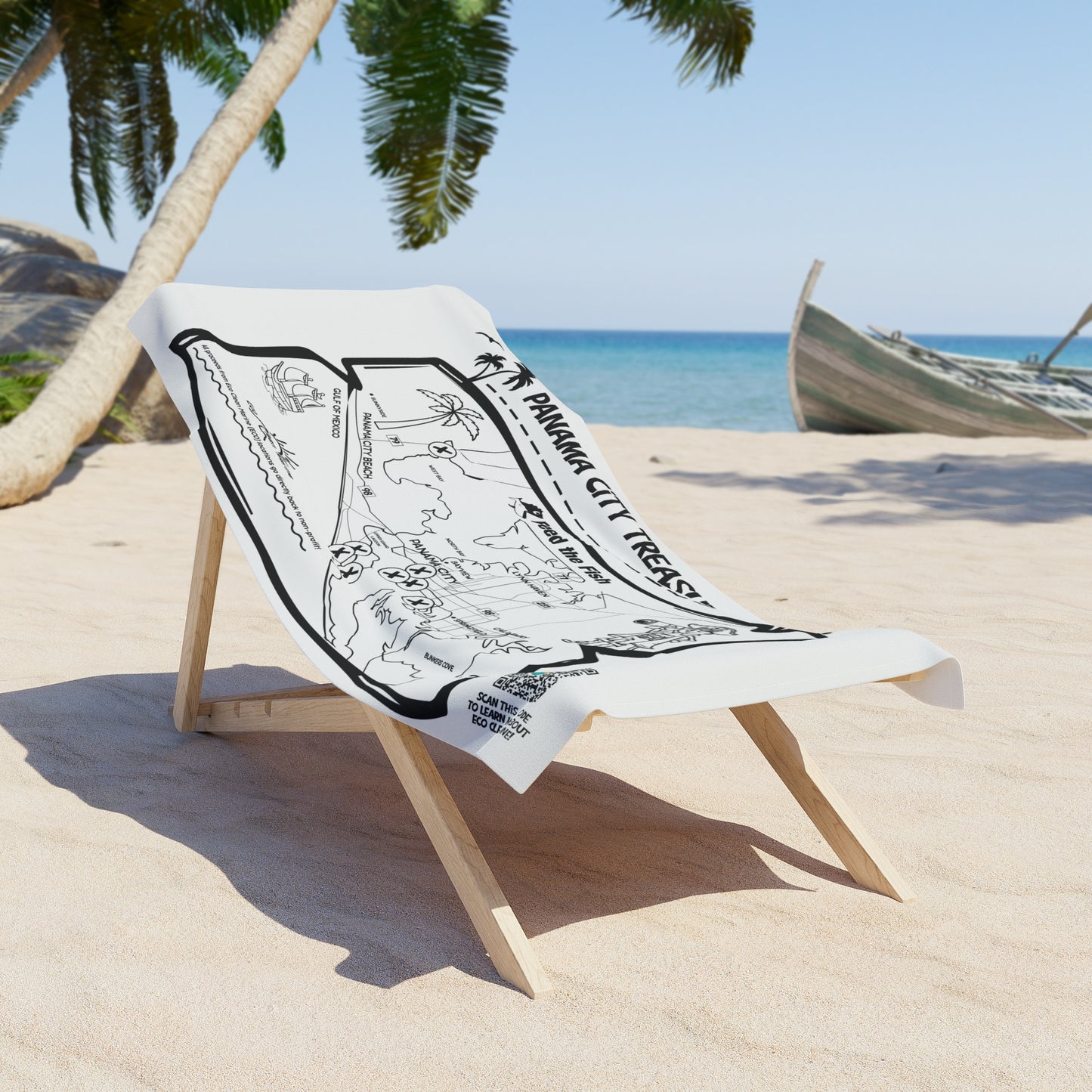 Panama City Treasure Map Beach Towel