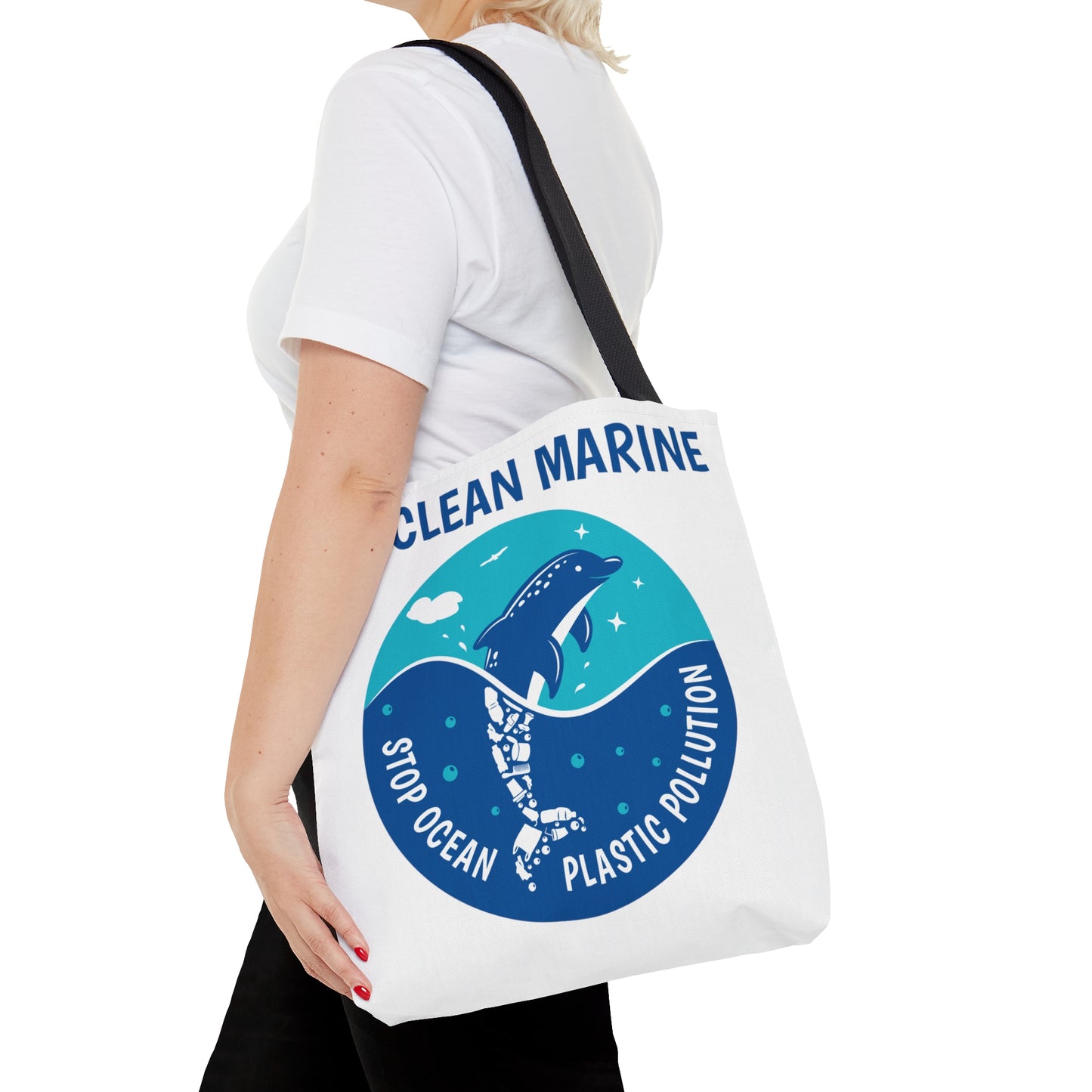 Stop Ocean Plastic Dolphin Tote Bag