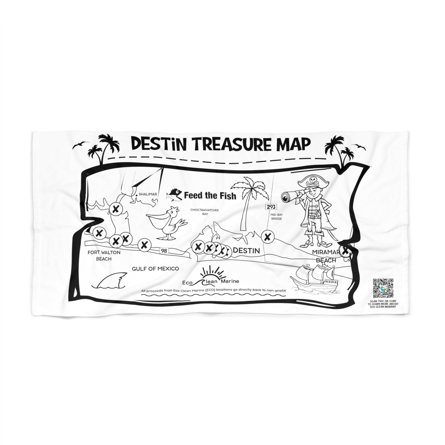 Destin Treasure Map Beach Towel