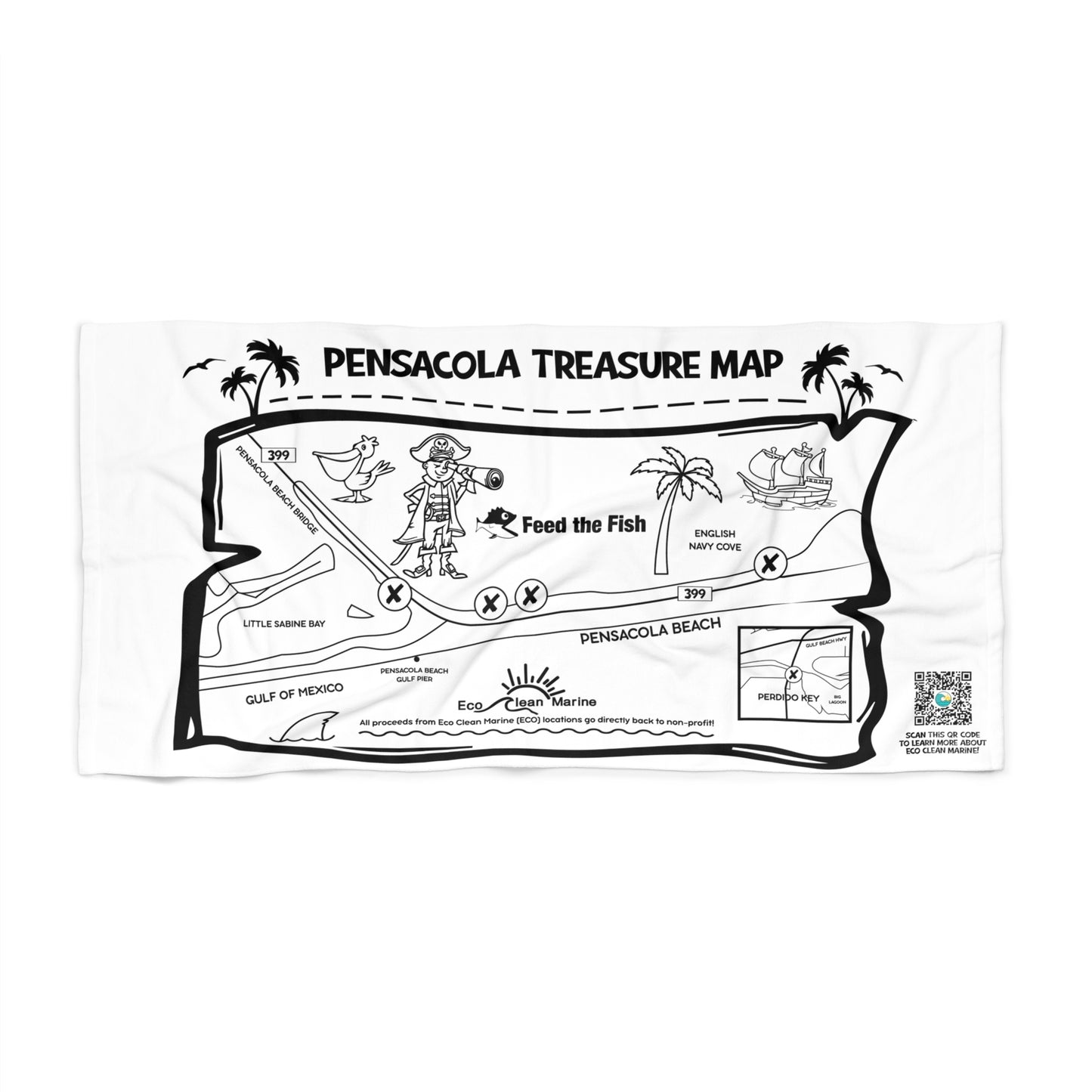 Pensacola Treasure Map Beach Towel